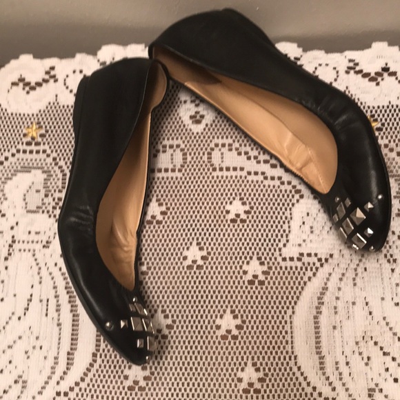 J. CREW Black And Silver Leather Flats Sz 6 - Picture 2 of 7